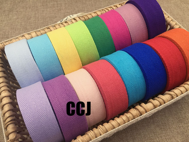 3CM-Top-Grade-Heringbone-Cotton-Webbing-Twill-Cotton-Tape-in-White-Blue-Pink-Yellow-Red-Purple